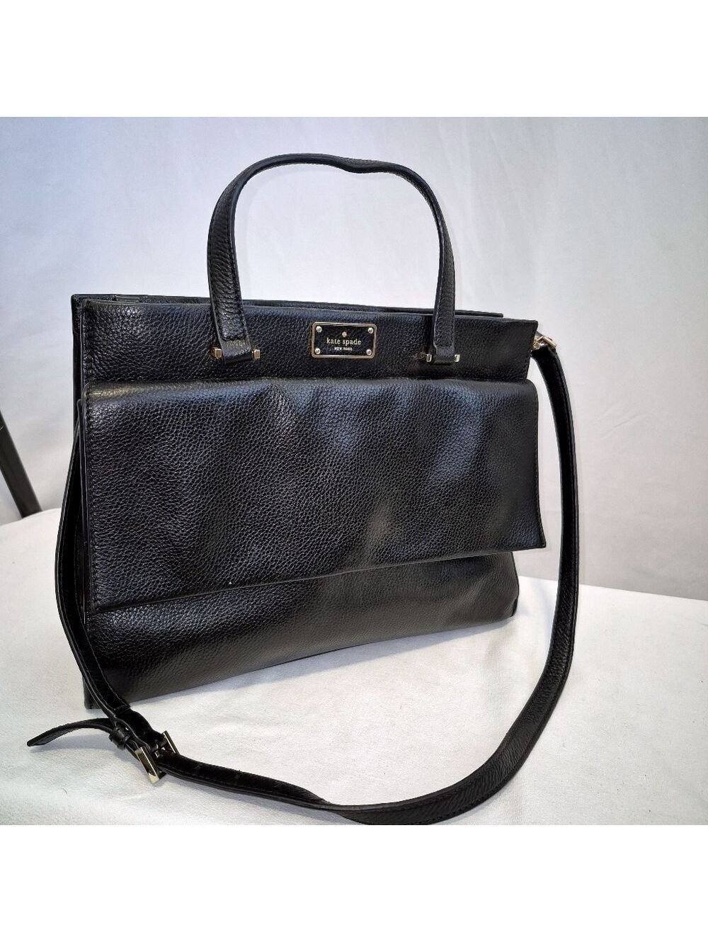 Kate Spade Carena Key Street Pebble Leather Black Bag Purse satchel large